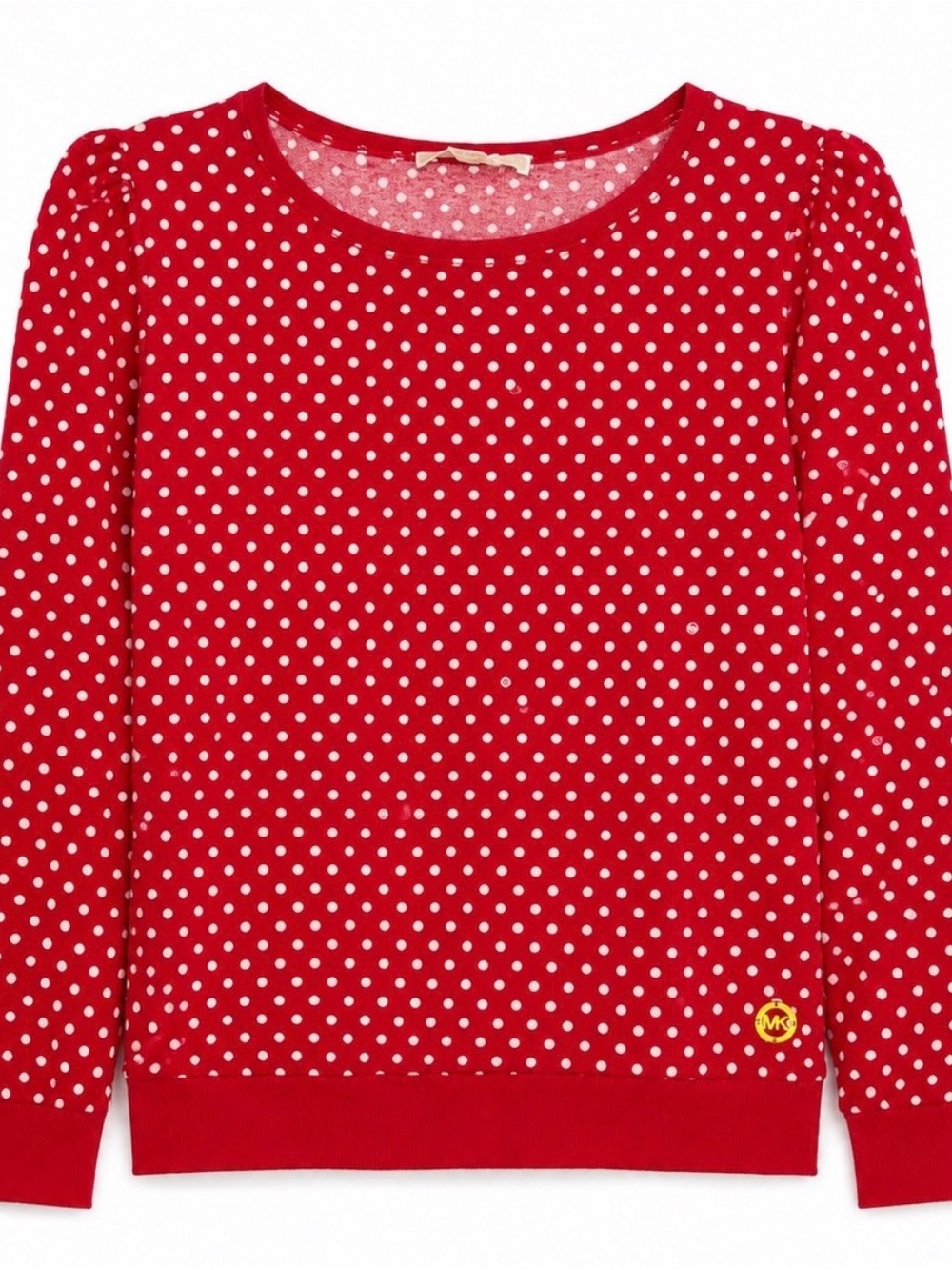 MICHAEL Michael Kors Red White Polka Dot Logo Sweatshirt Top M